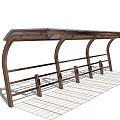 Wooden Arched Canopy With Transparent Roof Railing And Grid Floor Structure
