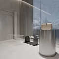 Modern Flowing Yuhe Clothing Store with Clothing Mannequins Green Chairs and Display Area
