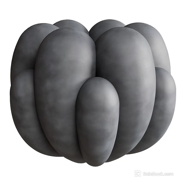 Gray Abstract Sculpture With Rounded Forms And Smooth Surface Design 3d model 