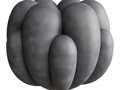 Gray Abstract Sculpture With Rounded Forms And Smooth Surface Design 3d model