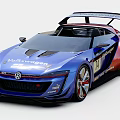 Volkswagen Race Car With Blue Red Gradient Body 74 Number Aerodynamic Design And Rear Wing