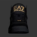 Black High Top Sneakers With Gold AZ Logo And Casual Streetwear Design