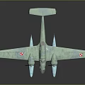 Vintage Blue Fighter Jet With Twin Engines And Red Star Wing Markings