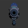 Sci Fi Style Weapon With Glowing Blue Elements Spherical Top And Grip Design