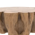 Natural Wood Tree Stump Dining Table With Rustic Texture And Organic Shape