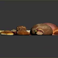 Assorted Baked Bread Varieties Display With Loaf Sandwich Bagel And Sliced Options 3d model