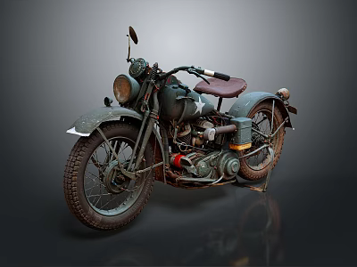 Vintage Motorcycle With Classic Design Leather Seat And Old Fashioned Headlight 3d model
