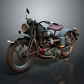 Vintage Motorcycle With Classic Design Leather Seat And Old Fashioned Headlight