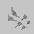 Various Stealth Fighter Jets In Dark Colors With Different Wing Designs
