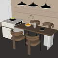 Middle Ancient Style Island Table and Chair Combination 3d model