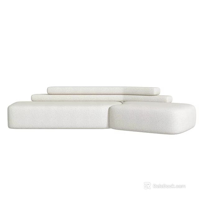 White Modern Sectional Sofa With Modular Design And Comfortable Upholstered Seats 3d model
