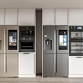 Stylish Modern Kitchen Interior With Refrigerators Freezers Built In Appliances Design