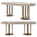Modern Round And Oval Dining Table Set With Black Chairs And Metal Frame Design