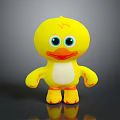 Yellow Toy Duck Cartoon Character With Big Blue Eyes White Belly And Orange Beak
