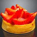 Fresh Strawberry Tart With Buttery Crust And Sliced Berries On Top