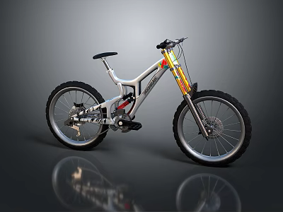 Modern Mountain Bike With Suspension Fork Large Tires And Aluminum Frame Design 3d model
