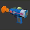 Colorful Sci Fi Toy Weapon Gun With Blue Body Orange Muzzle Pink Button Green Block Design