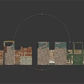 Diverse Textured Scene Components With Brick Wood And Colored Wall Elements