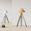 Elegant Tripod Floor Lamp With Beige Shade And Black Gold Base For Modern Interior