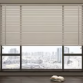Modern curtains venetian blinds floor-to-ceiling windows 3d model