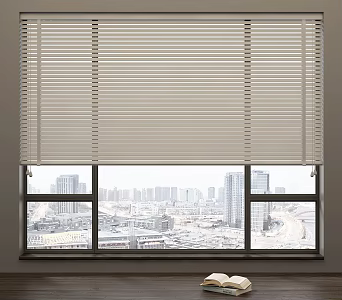 Modern curtains venetian blinds floor-to-ceiling windows 3d model