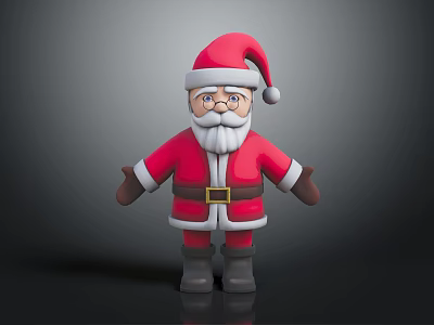 3D Santa Claus Character in Red Outfit With Santa Hat White Beard Glasses and Boots 3d model