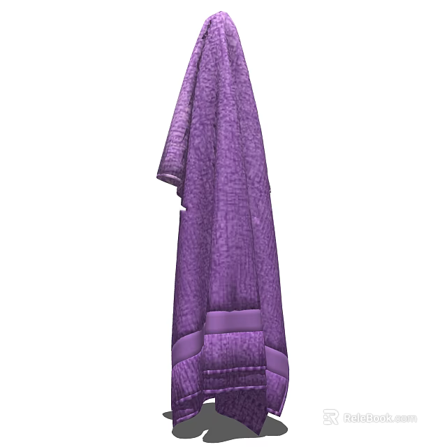 Purple Textured Towel Hanging With Soft Fabric And Decorative Design 3d model 