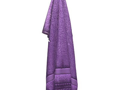 Purple Textured Towel Hanging With Soft Fabric And Decorative Design 3d model