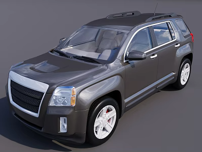 Gray SUV Car Exterior With Roof Rack And Details 3d model
