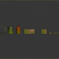 Colorful Green And Orange Cylindrical Barrel Bottle Rectangular Shaped Household Items For Storage