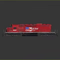 Red CP Rail Train Locomotive With American Flag And Number 8807 On Reflective Gray Background