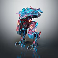Mechanical Creature Character With Glowing Red Eyes And Complex Armor Structure 3d model