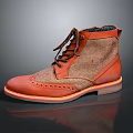 Ankle Boots With Leather Fabric Upper Classic Laces Brogue Details Brown Sole Stylish Daily Footwear