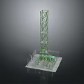 Industrial Green Metal Tower Equipment With Frame Structure And Base Platform Transparent Enclosures