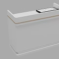 Modern White Functional Desk with Sleek Design Gold Accent and Tablet on Top