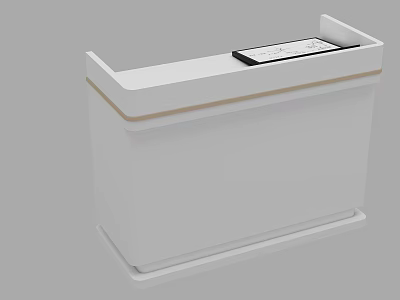 Modern White Functional Desk with Sleek Design Gold Accent and Tablet on Top 3d model