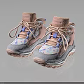 Cute Pink High Top Children's Shoes With Patterned Design And White Sole