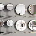 Round Mirrors Featuring Various Stand And Wall Mounted Designs For Modern Home Decor 3d model