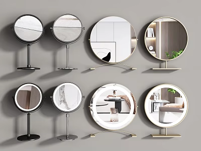Round Mirrors Featuring Various Stand And Wall Mounted Designs For Modern Home Decor 3d model