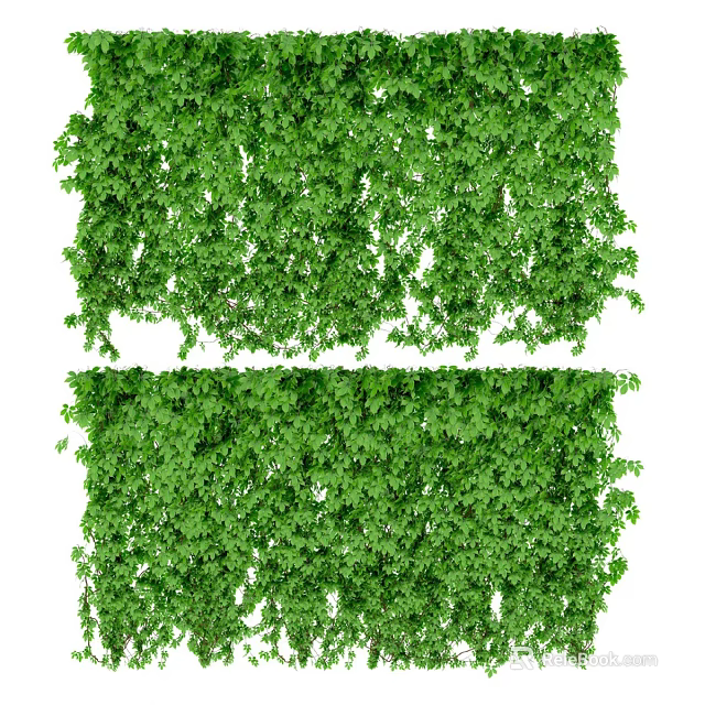 Lush Green Shrubs With Dense Foliage Creating Natural Garden Backdrop 3d model 