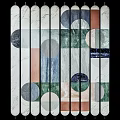 Geometric Patterned Screen With Marble Texture And Multicolor Circular Square Elements