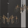Modern Luxury Chandelier Featuring Geometric Metal Frame And Illuminated Glass Shades