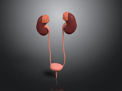 Detailed 3D Anatomical Model Of Human Kidneys Ureters And Bladder Structure 3d model