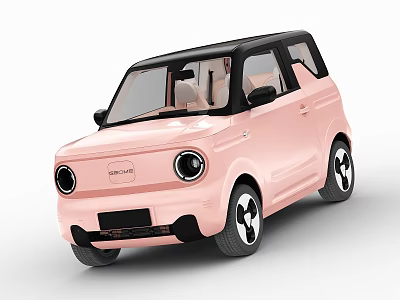 Pink Compact Car With Round Headlights And Black Roof Modern Design 3d model