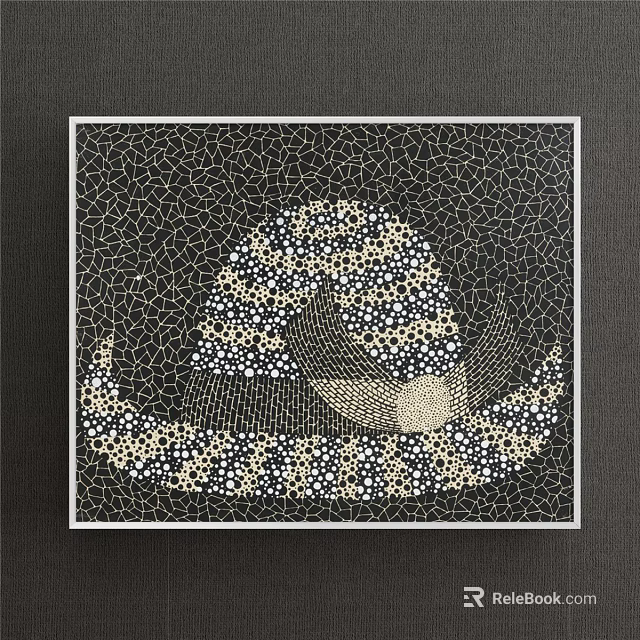 Pointillism Artwork With Hat Shaped Design Gold White Dots On Black Background 3d model