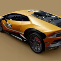Sporty Yellow Sports Car With 63 Logo And Racing Stripes