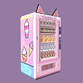 Pink Cat Ear Design Vending Machine With Beverages And Ice Cream Graphics For Commercial Use