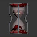 Red Framed Hourglass With Transparent Glass And Red Sand Metal Stand