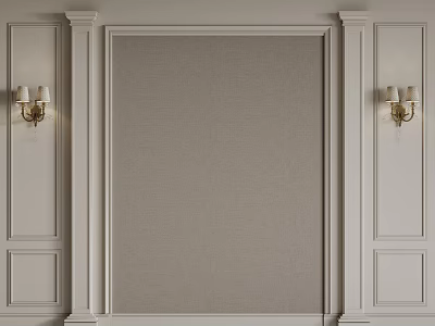 Elegant Modern Bedroom Accent Wall With Gray Fabric Panel And White Wall Sconces 3d model