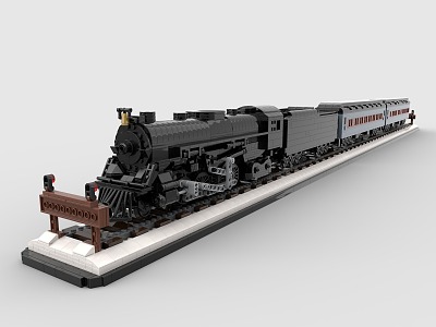 LEGO Toys Retro Train Light Rail Subway High Speed Train Pull Coal Train Steam Locomotive 3d model